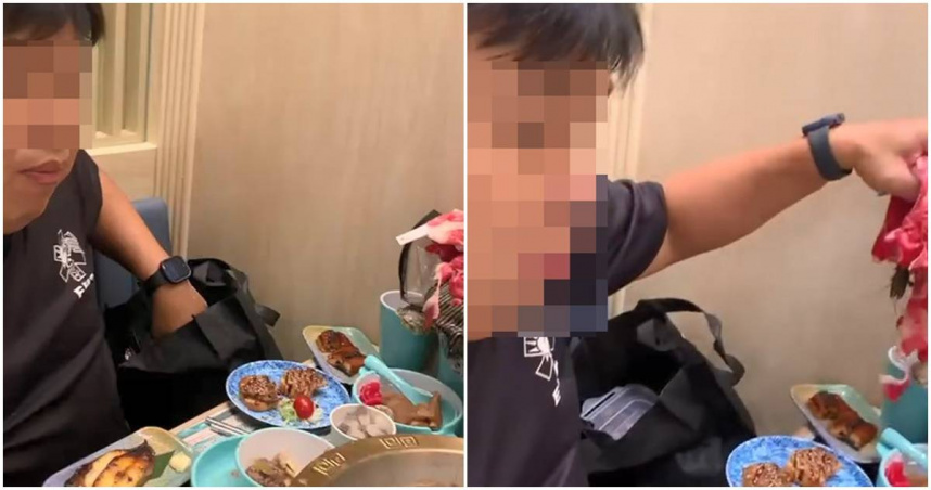 男子偷裝吃到飽火鍋的食材被店員抓包。（圖／翻攝星島頭條）