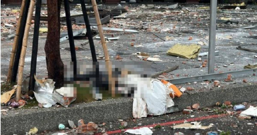 台中新光三越氣爆，台中1男噴飛馬路邊死亡。（圖/翻攝畫面）