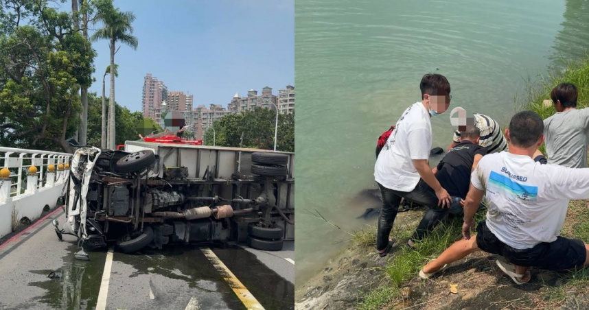 高雄澄清湖旁發生嚴重車禍。（圖／Thread＠miaaa___8o7提供）