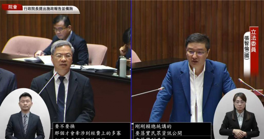 面對藍委張智倫追問核三議題；經濟部長龔明鑫回應，台電已依程序將核三廠現況評估報告送交經濟部審查，會在一個月內對外公布核三是否適合啟動。（圖／摘自國會頻道）
