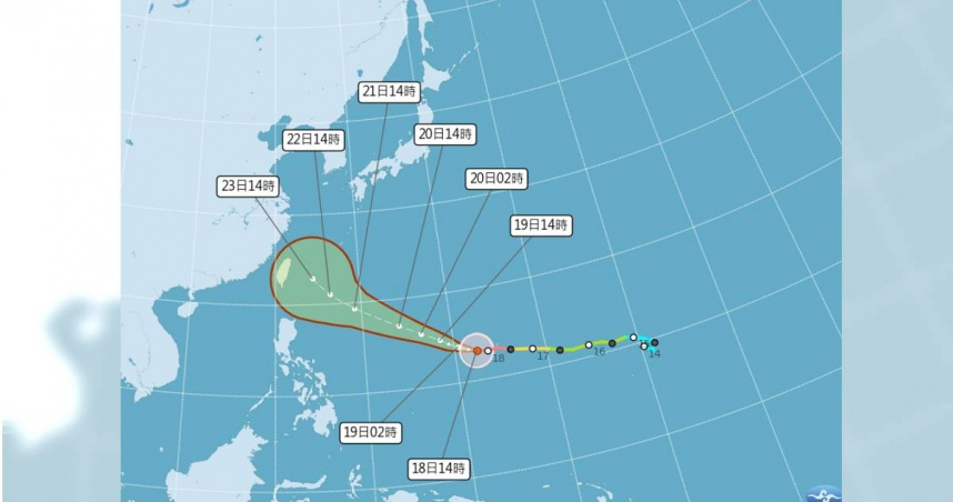 薔琵颱風最新路徑預測圖。（圖／中央氣象署）