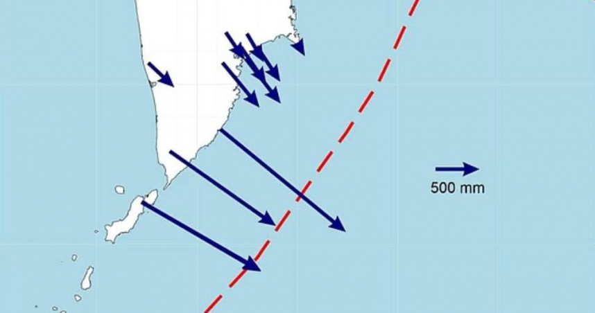 俄羅斯科學院發現，堪察加半島在地震後大幅位移。（圖／Russian Academy of Sciences）