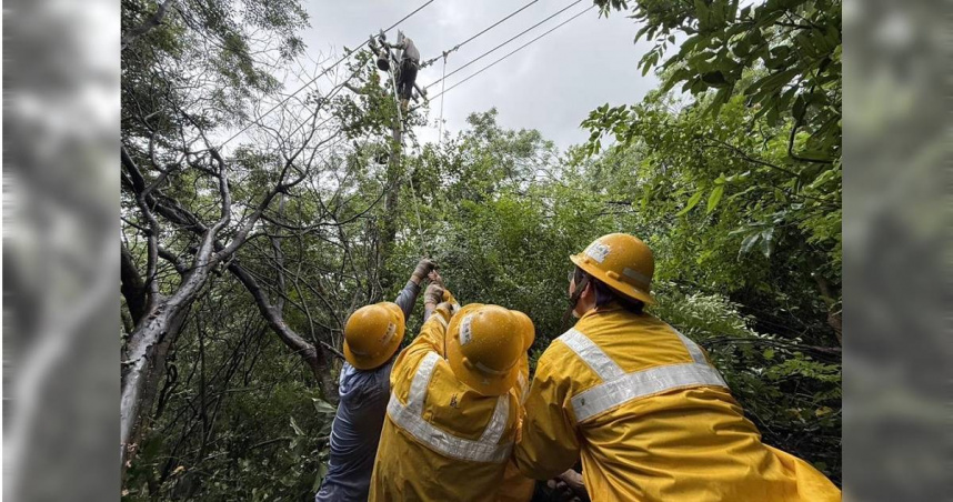 強颱樺加沙暴風圈23日侵襲屏東地區，累計造成6278戶停電，經台電全力搶修後，下午5時許全數復電，但台電持續待命中。（圖／台電提供／中國時報記者謝佳潾屏東傳真）