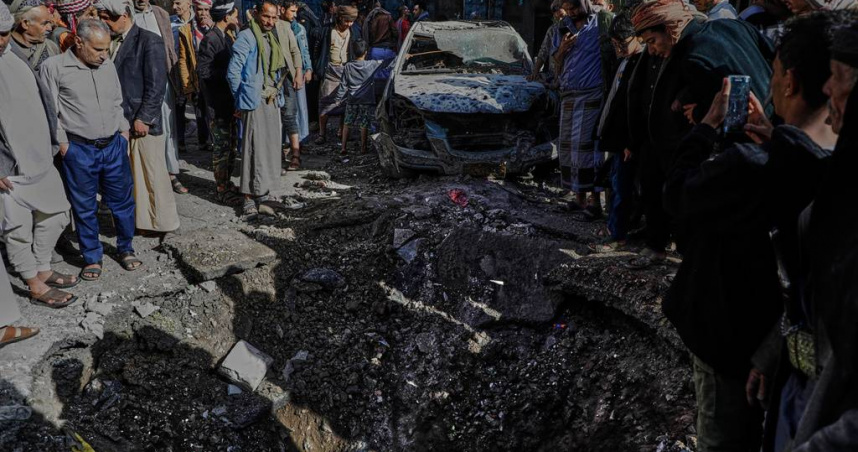 宣稱遭到美國空襲的葉門薩那法爾瓦市場。（圖／達志／美聯社）