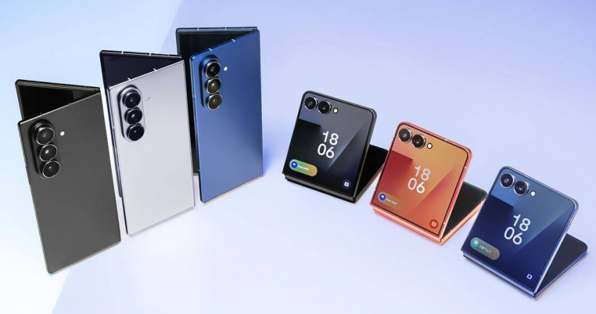 三星的摺疊手機Galaxy Z Fold7和Galaxy Z Flip7。（圖／三星提供）