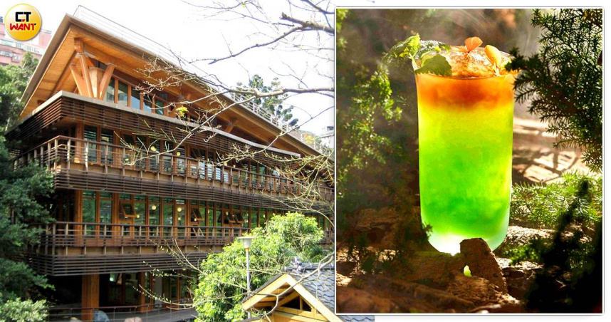 大直英迪格酒吧「BAR DI」全台首創「建築系調酒」，圖為北投圖書館的「森林」。（圖／臺北市立圖書館北投分館臉書、大直英迪格提供）