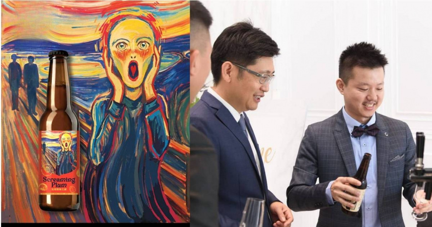 台風造酒以「泥煤酸啤」奪得WBC金牌，其釀酒師許京穎（右一）曾先後在美國西伯學院及德國杜門斯學院結業並取得釀酒師認證文憑。（圖／台風造酒提供）