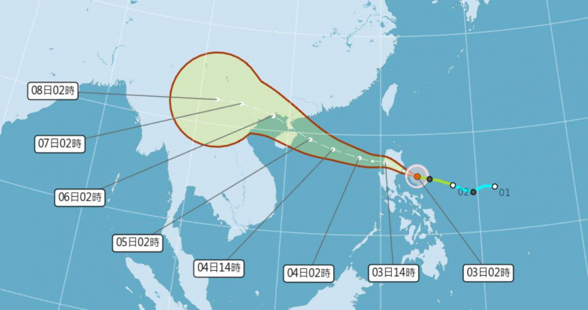 輕颱麥德姆不會直接侵台。（圖／氣象署）