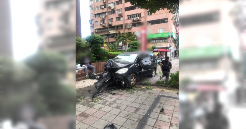 松山發生車禍，疑似是因為駕駛頭暈導致車輛失控。（圖／翻攝畫面）