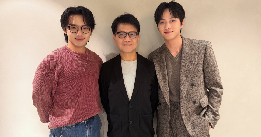 徐暐翔（左起）的歌曲受到《人浮於愛》作者侯文詠與男主角范少勳喜愛。（圖／索尼音樂提供）