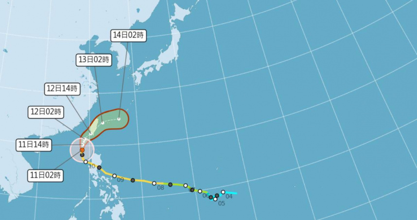 鳳凰颱風最新路徑圖。（圖／氣象署）