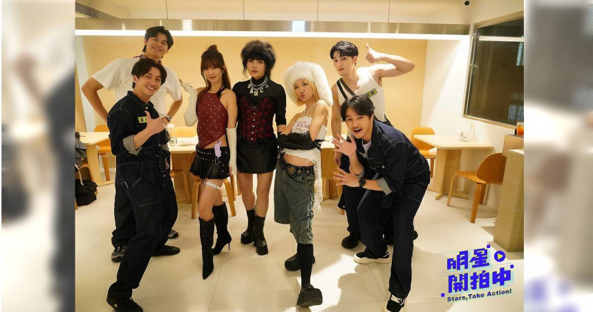 曾莞婷（左三起）與首集嘉賓唐綺陽、Lulu換上女團造型。（圖／TVBS提供）