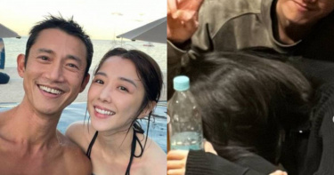 邵雨薇趴在桌子上睡著，身後的吳慷仁開心比YA。（圖／翻攝自吳慷仁臉書、邵雨薇IG）