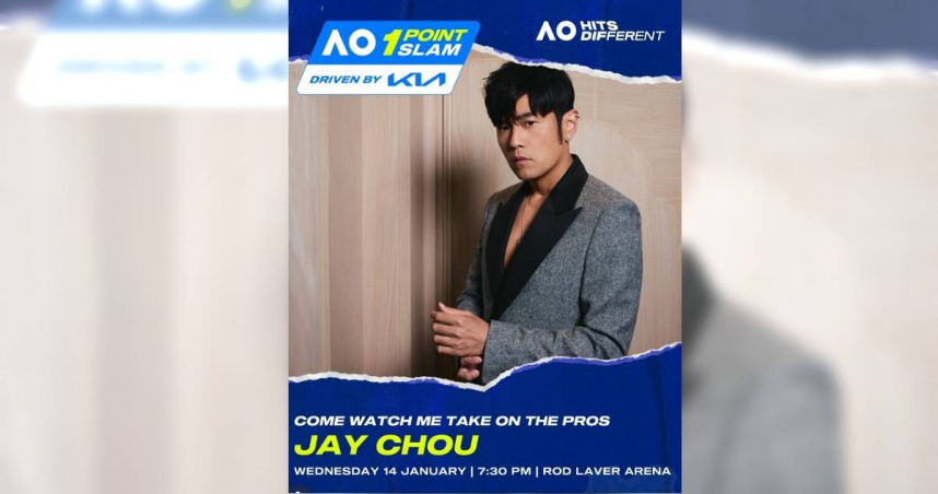 「華語流行天王」 周杰倫將以球員身分踏上澳洲網球公開賽舞台。（圖／翻攝自Instagram／@australianopen）