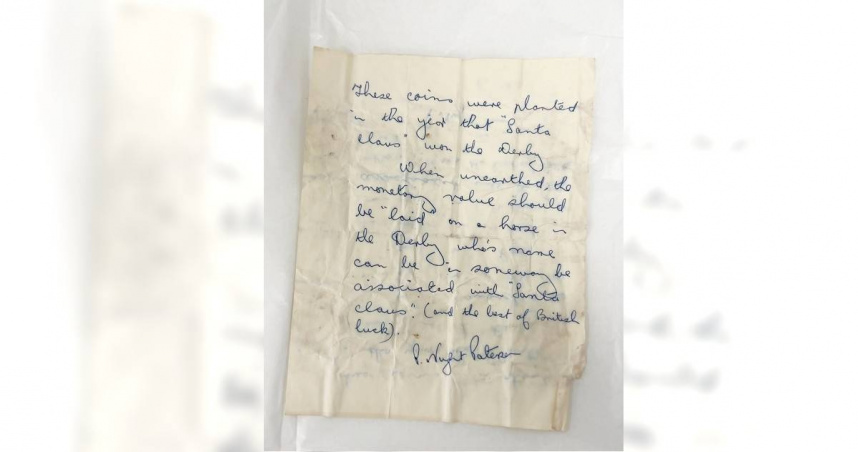 1張塵封62年的紙條，竟意外成為賽馬致富秘笈。（圖／翻攝自臉書，Crystal Palace Park Trust）