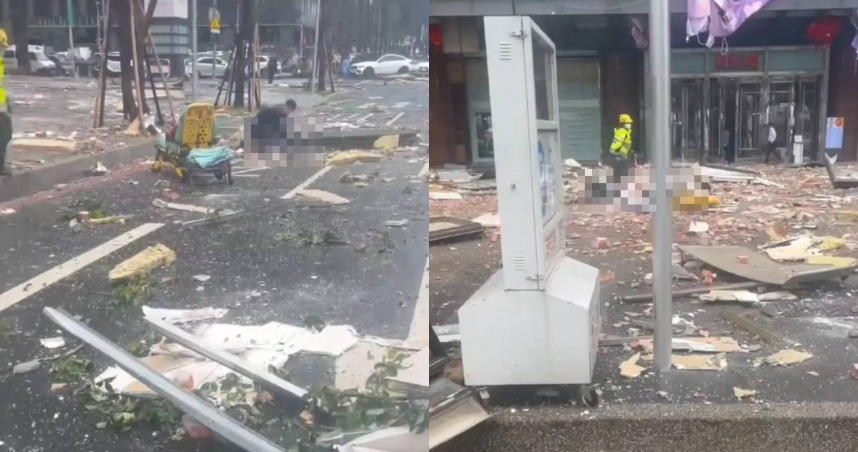 台中新光三越位於12樓的美食街疑似氣爆。（圖／翻攝自Threads）