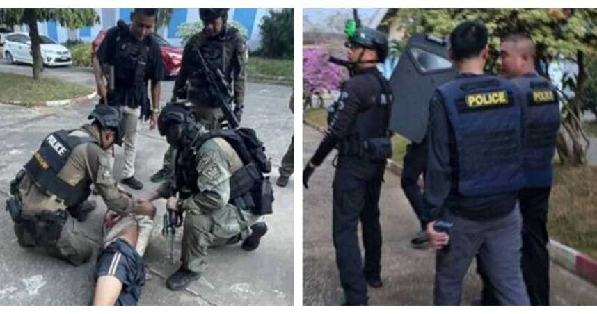 18歲嫌犯闖入校園開槍，造成1死7傷。（圖／翻攝自泰國民意報）