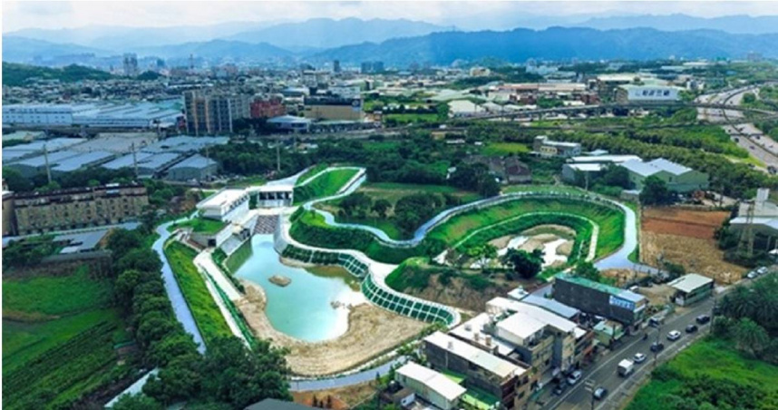 桃園市八德區「大仁滯洪池」在內政部注資新台幣5.11億和地方合作之下近日完工了。（圖／翻攝自內政部官網）