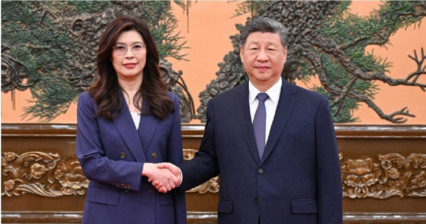 國民黨主席鄭麗文（左）、中國國家主席習近平。（圖／翻攝自《新華社》）