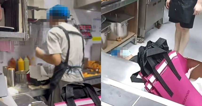 中國大陸一段「深圳炸雞店員因爆單崩潰倒地」的影片近日引發關注。（圖／翻攝自微博）