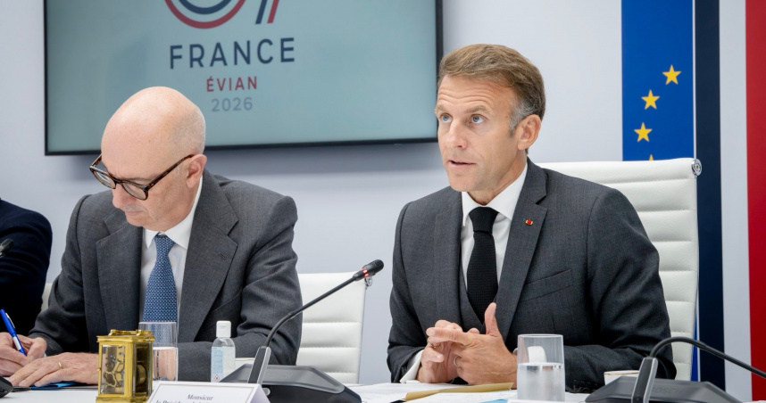 法國總統馬克宏（右）。（摘自／X@EmmanuelMacron）