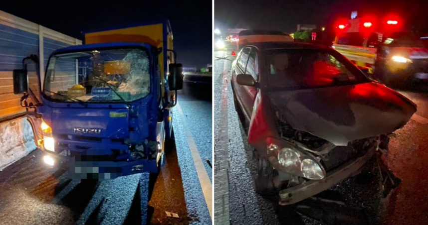 男子逆向走國道內側連撞2車慘遭輾斃。（圖／翻攝畫面）