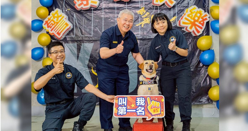 6月15日警察節，新北市警察局長方仰寧親赴一線慰勉執勤同仁，並前往法制化後首度過節的警犬隊慰問。（圖／翻攝畫面）