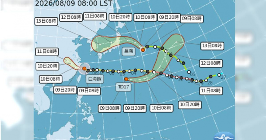 颱風預測路徑。（圖／中央氣象署）