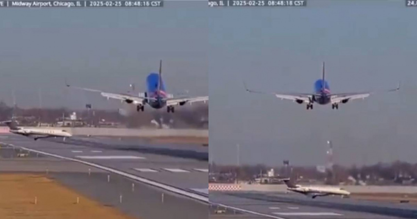 美國西南航空一架客機準備降落時，差點與一架私人飛機相撞。（圖／翻攝自X／@ArtCandee）