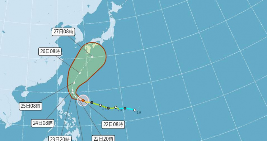 颱風米克拉未來預測路徑。（圖／中央氣象署提供）