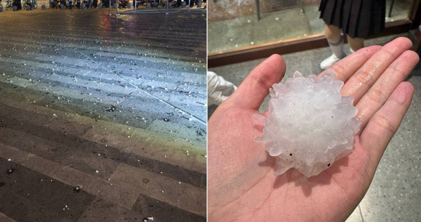 北京不少地方昨天傍晚降下冰雹。（圖／翻攝自微博）