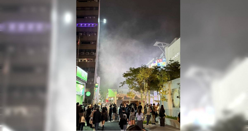 民眾看到煙幕四起以後想說要進誠品避難。（圖／民眾提供）