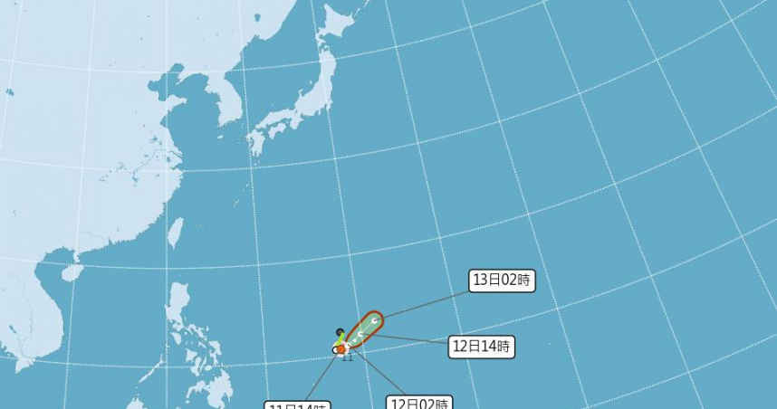 今年第3號颱風「鸚鵡」今天（11日）在關島附近生成。（圖／氣象署）