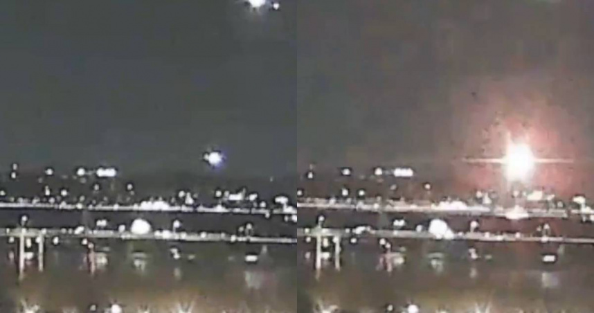 美國一架客機撞上黑鷹直升機後失控墜河，目前生死不明。（圖／翻攝自X／@sentdefender）