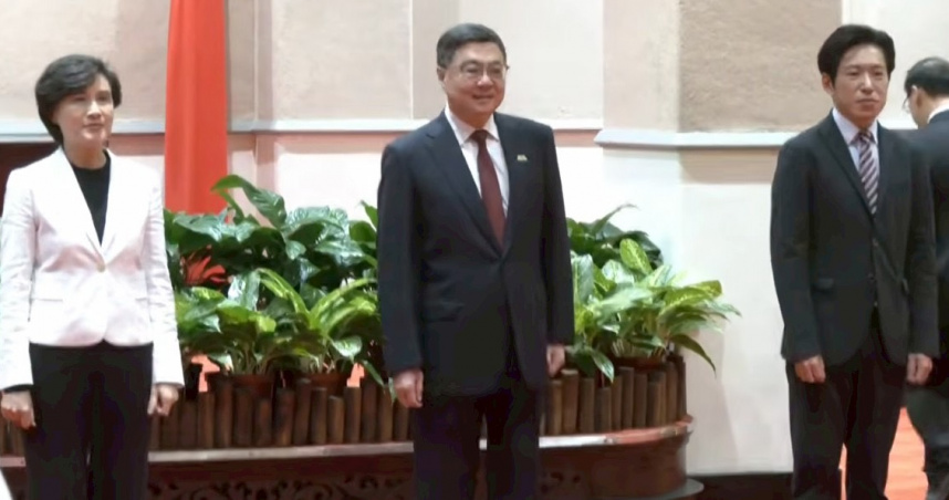 卓榮泰表示，未來在國家發展方面會朝向開放、富強、安全的目標，大家一起努力前行，透過公平制度讓全民共享經濟成長。（圖／截自中天電視直播）