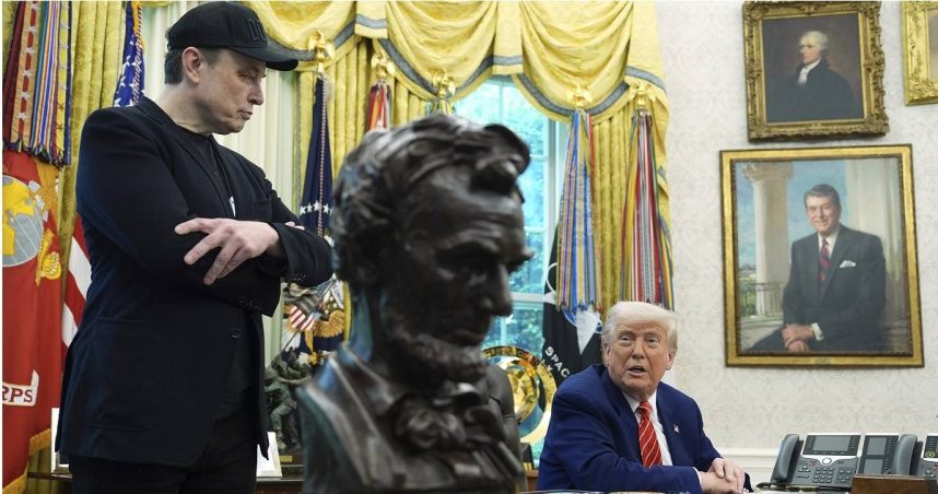 全球首富馬斯克(Elon Musk)與美國總統川普(Donald Trump)。(圖/達志/美聯社)
