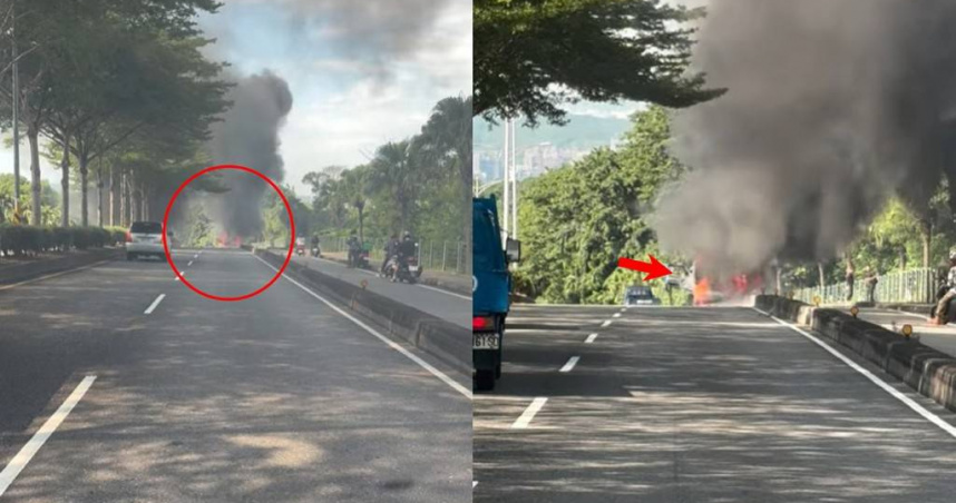 台74甲線貨車突陷火海！爆裂聲連發黑煙沖天　駕駛驚險逃生
