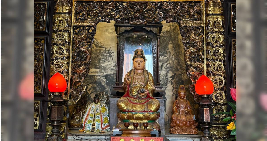 台中樂成宮觀音佛祖(觀世音菩薩、觀音娘娘、觀音媽、觀音大士、白衣大士)。 （圖／楊登嵙提供）