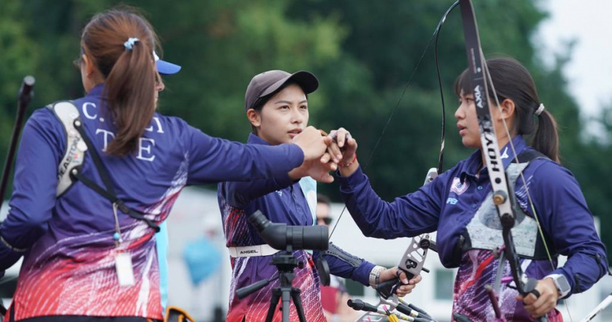 德國世大運，射箭反曲弓女團中華隊不敵日本銀恨。（資料照／大專體總提供）