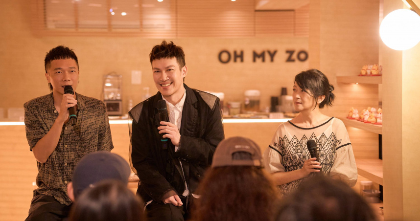 阿龔邀請李欣芸、盧律銘出席新歌搶聽會。（圖／亮晶妃音樂有限公司提供）