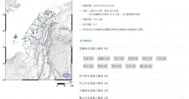 台灣東部海域有感地震 台北3級國家警報狂響