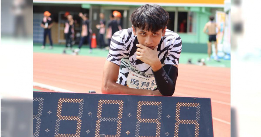 楊梅高中吳育廷，今天在台南全中運高男組400公尺跨欄決賽跑出50秒56破大會紀錄成績。(圖／114全中運執委會提供)