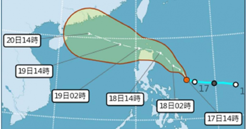 中央氣象署指出，目前在菲律賓東方海面上的熱帶性低氣壓TD09，預計將在今（17）日晚間增強為今年第6號颱風「薇帕」（Wipha）。（圖／翻攝FB／中央氣象署）