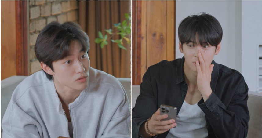 車銀優（右）自曝以前跟郭東延（左）合作時是背著公司偷用手機。（圖／中天提供）