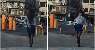 黑絲女業務被公雞追。（圖／翻攝yian422 Threads）