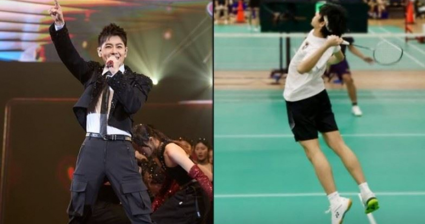 林志穎（左）近日在社群分享，長子Kimi（右）參加羽球比賽的畫面，只見他在場上展現跳殺動作，成功拿下比賽，讓身為父親的林志穎相當驕傲。（圖／翻攝自林志穎IG）