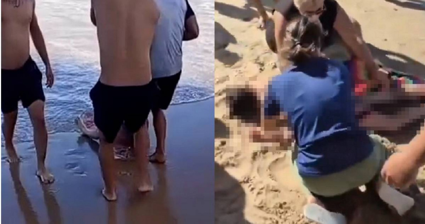 巴西一名19歲女子下海游泳遇到鯊魚攻擊，被咬斷一條腿。（圖／翻攝自X）