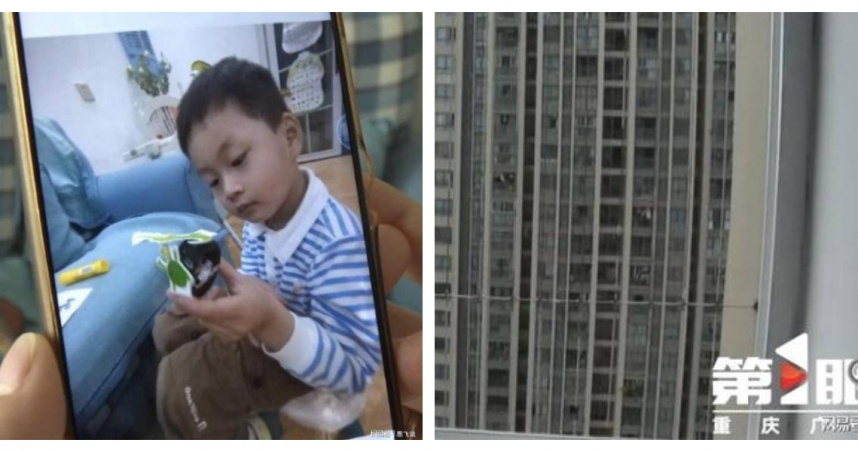 男童因房門反鎖從窗戶墜下，落在綠化帶倖免於難，但全身多處骨折及內臟損傷，仍未脫離危險期。（圖／翻攝自微博，下同）