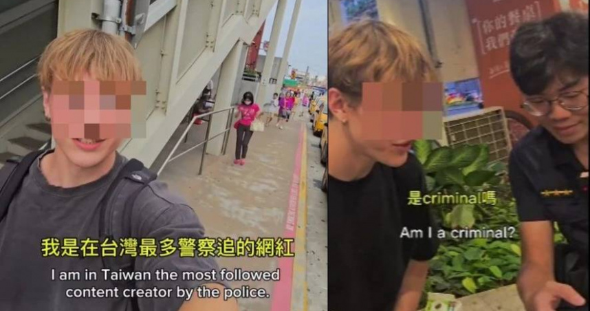 美籍網紅Pugmire因夜宿楊梅火車站遭通緝，22日在台北直播中被淡水警方逮捕。（圖／翻攝自@jacob_pugmire）