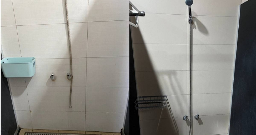 新竹市竹光國民運動中心公共廁所淋浴間遭竊，小偷竟拆掉水龍頭留下蓮蓬頭，讓需要使用的民眾很困擾，並造成中心損失。（圖／翻攝自臉書／新竹市竹光國民運動中心）